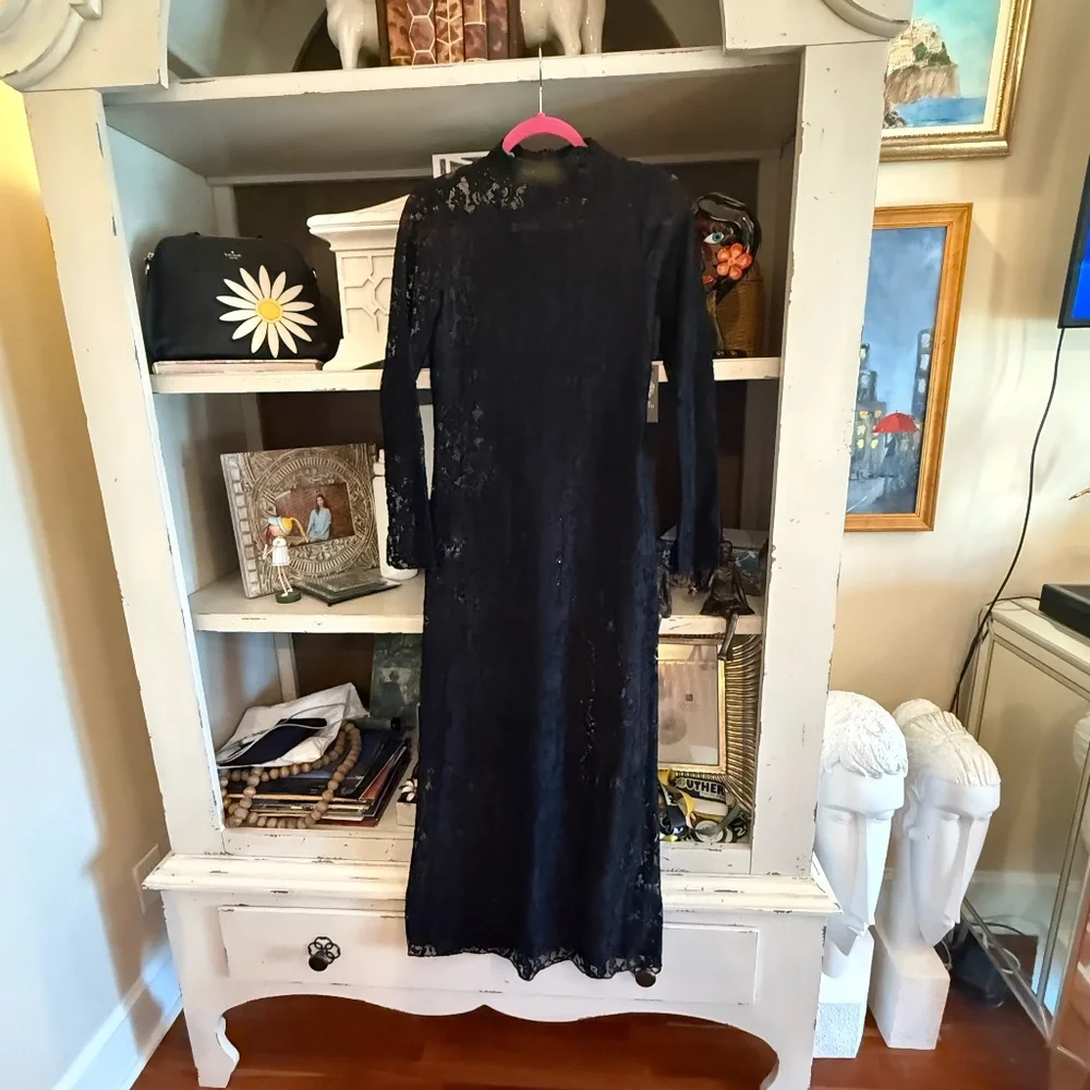 Vince Camuto XS black lace dress with slip nwt - Picture 3 of 5